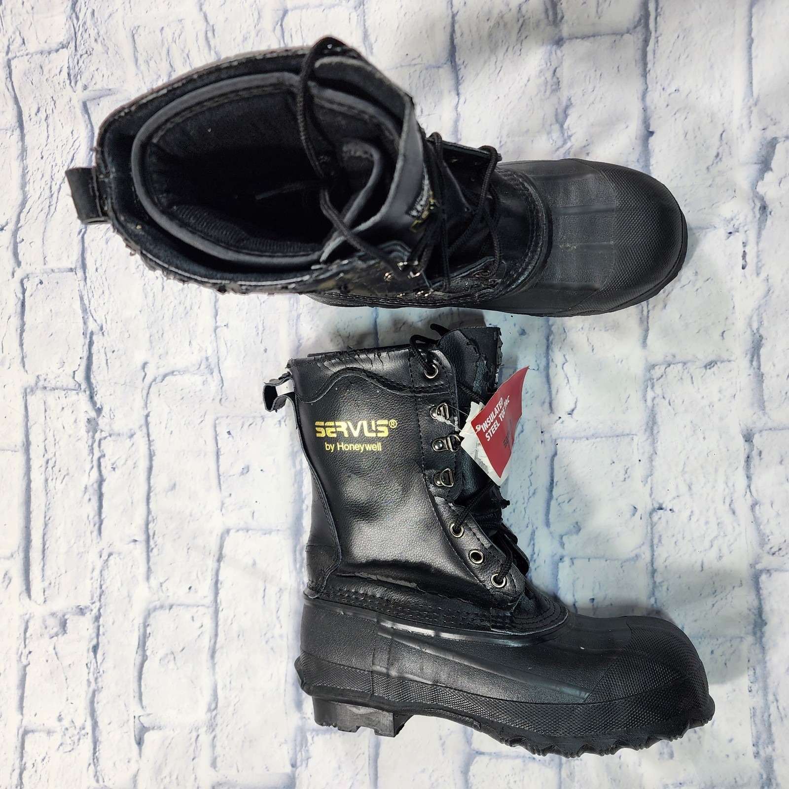 Servus Honeywell Mens 8 Black Insulated Leather Safety Work 10" Boots Steel Toe